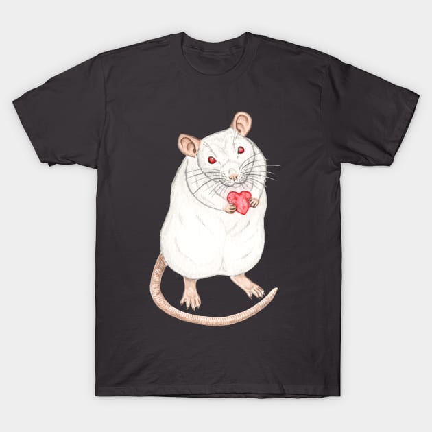 Albino Rat with Heart T-Shirt by WolfySilver